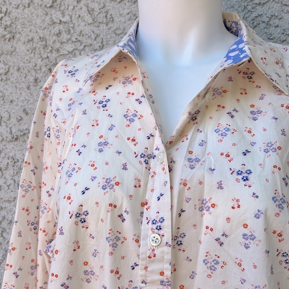 Talbots Floral Button Down Blouse Prairie Small Town Cottagecore Shirt Top